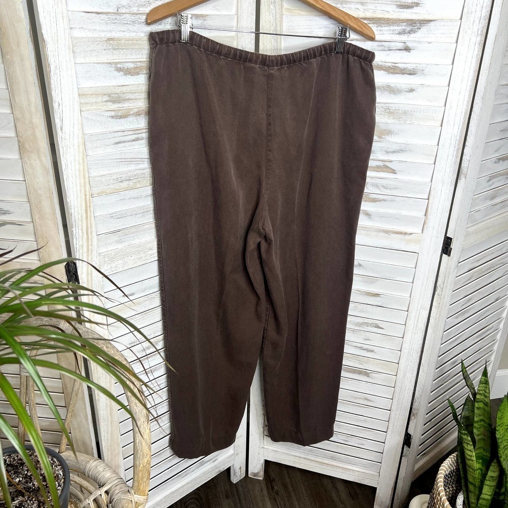 J. JILL VINTAGE Women's Tencel Lyocell Drawstring Wide Leg Lagenlook Pants Brn M - Picture 10 of 12